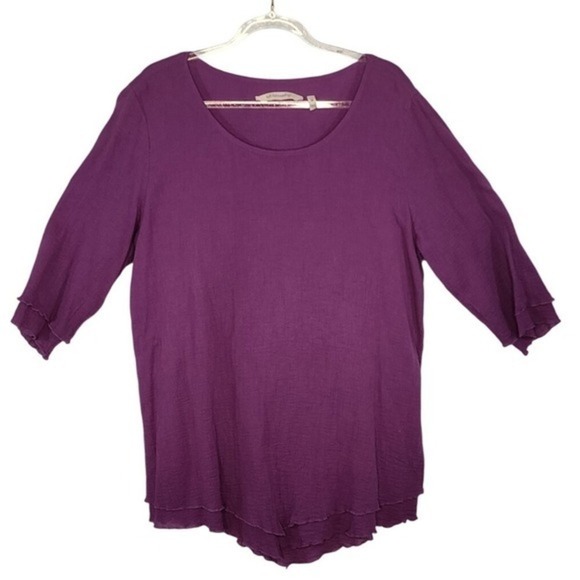 Soft Surroundings Tops - 🔥5 for $20🔥Soft Surroundings Top M Purple 3/4 Sleeve Textured Comfy Casual